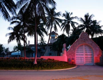 The entrance to former President Donald Trump's Mar-a-Lago Palm Beach, Fla. estate is shown on Aug. 8, 2022, the day of the FBI's search there. (Terry Renna/AP)