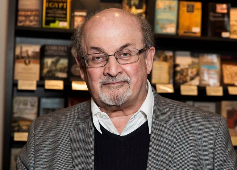 Author Salman Rushdie was attacked on stage as he was preparing for a speaking event in western New York on Friday. (Grant Pollard/Invision/AP)