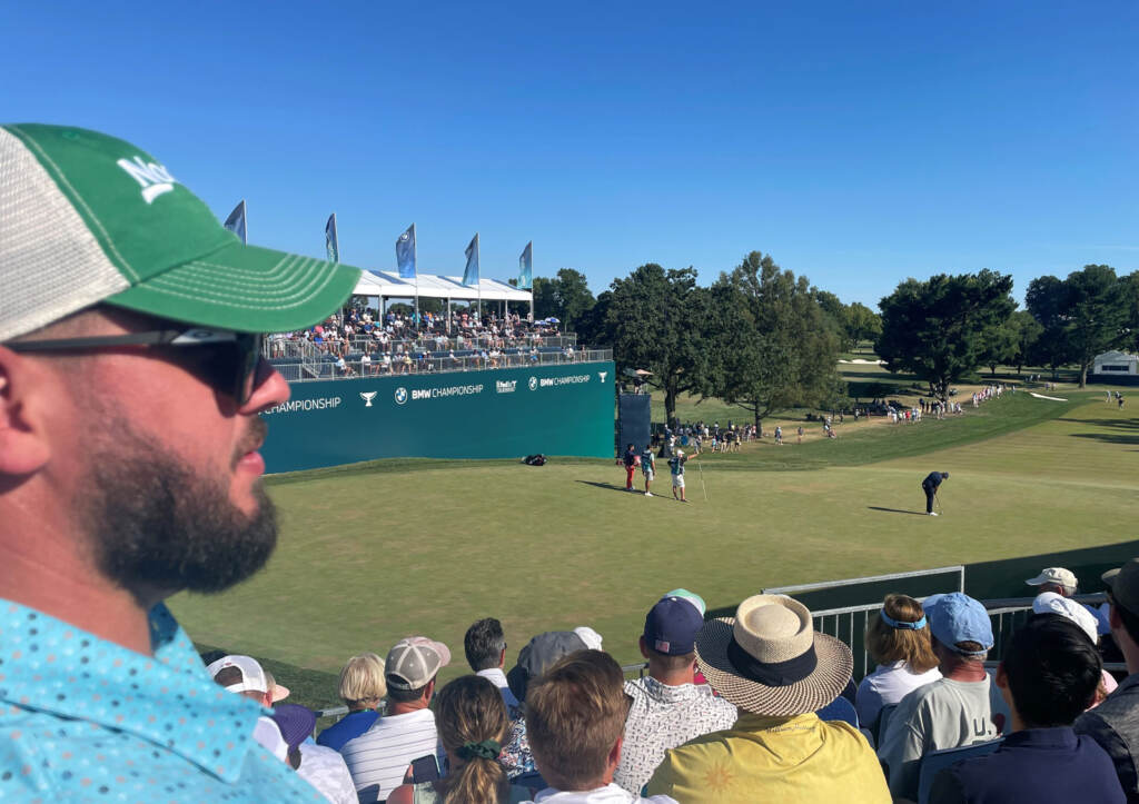 Conor Dempster watches the PGA tour in Wilmington