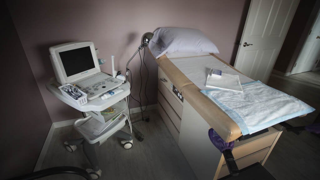 An examination room at Whole Woman's Health of South Bend