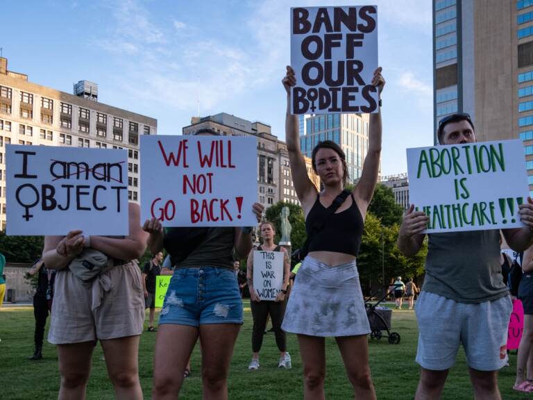 Abortion rights activists protest after the overturning of Roe Vs. Wade