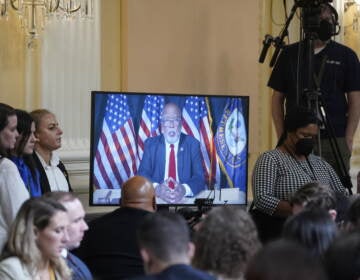 Rep. Bennie Thompson, chair of the Jan. 6 Committee, speaks virtually during a hearing on July 21.
(Bloomberg via Getty Images)