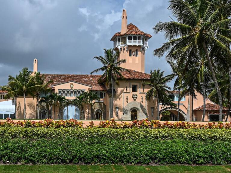 The FBI searched former President Donald Trump's residence in Florida on Aug. 8. The U.S. intelligence community will assess whether the documents taken pose a threat to national security, a spokesperson for the Office of the Director of National Intelligence told NPR. (Giorgio Viera/AFP via Getty Images)