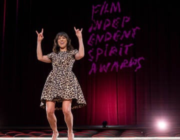 Host Melissa Villaseñor on stage during the 2021 Film Independent Spirit Awards. (Emma McIntyre/Getty Images for Film Independent)