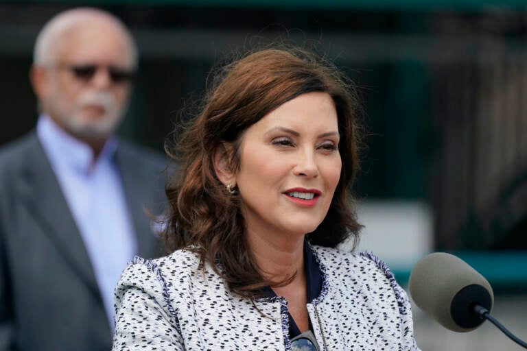 A closeup of Michigan Gov. Gretchen Whitmer