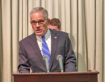 File photo: Philadelphia DA Larry Krasner speaking at a press conference on Monday, August 22, 2022. (Tom MacDonald / WHYY)