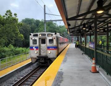 A SEPTA train pulls into Wawa Station