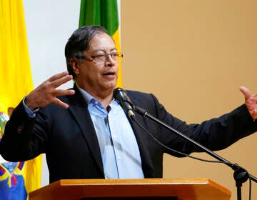 Colombia's President-elect Gustavo Petro speaks to students at Externado University in Bogota, Colombia, Tuesday, July 26, 2022. Petro gave a talk to students at his alma mater where he studied economics, ahead of his Aug. 7 inauguration.