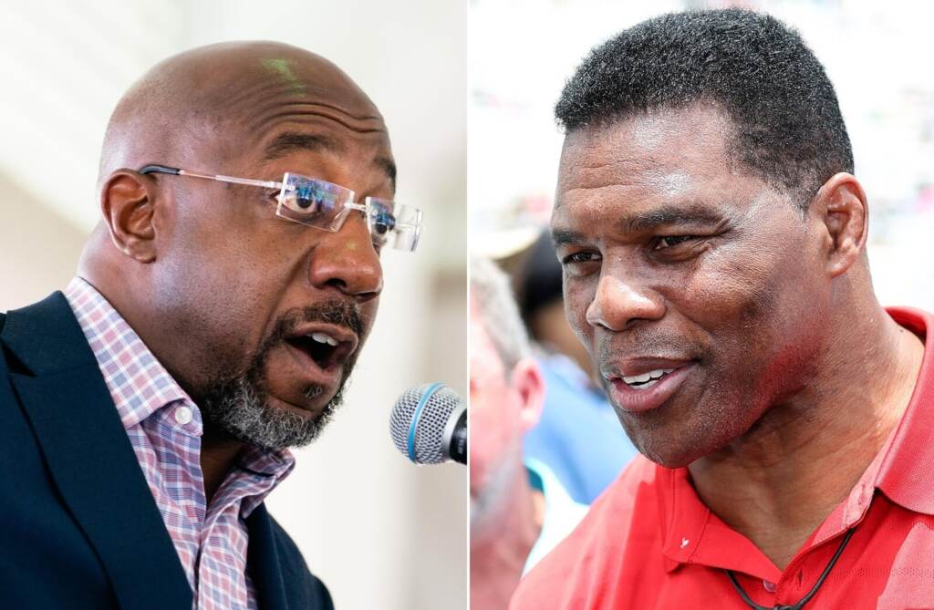 U.S. Sen. Raphael Warnock (left) and challenger Herschel Walker