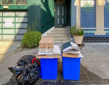 Recycling awaiting pickup in the Queen Village neighborhood