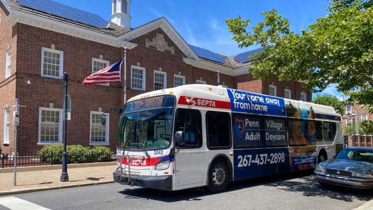 A SEPTA bus travels down the street