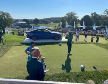 Harold Verner III was the first player to tee off Thursday. (Cris Barrish/WHYY)