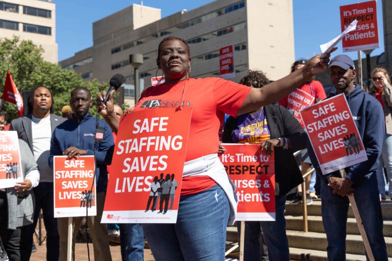 Jamelia Norton is seen at a hospital union rally