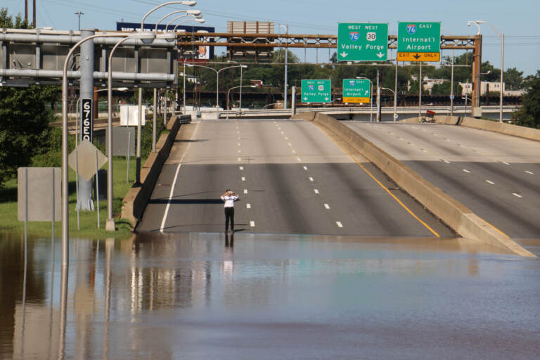 Highway covered in floodwaters