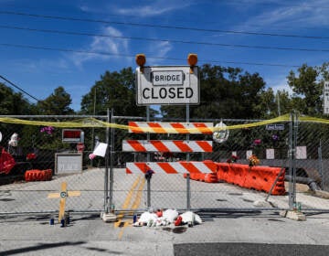 The Sellers Avenue Bridge in Ridley Park, Pa.,  was closed due to deterioration by Penndot in July, 2022. (Kimberly Paynter/WHYY)