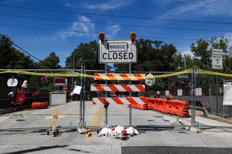 The Sellers Avenue Bridge in Ridley Park, Pa.,  was closed due to deterioration by Penndot in July, 2022. (Kimberly Paynter/WHYY)