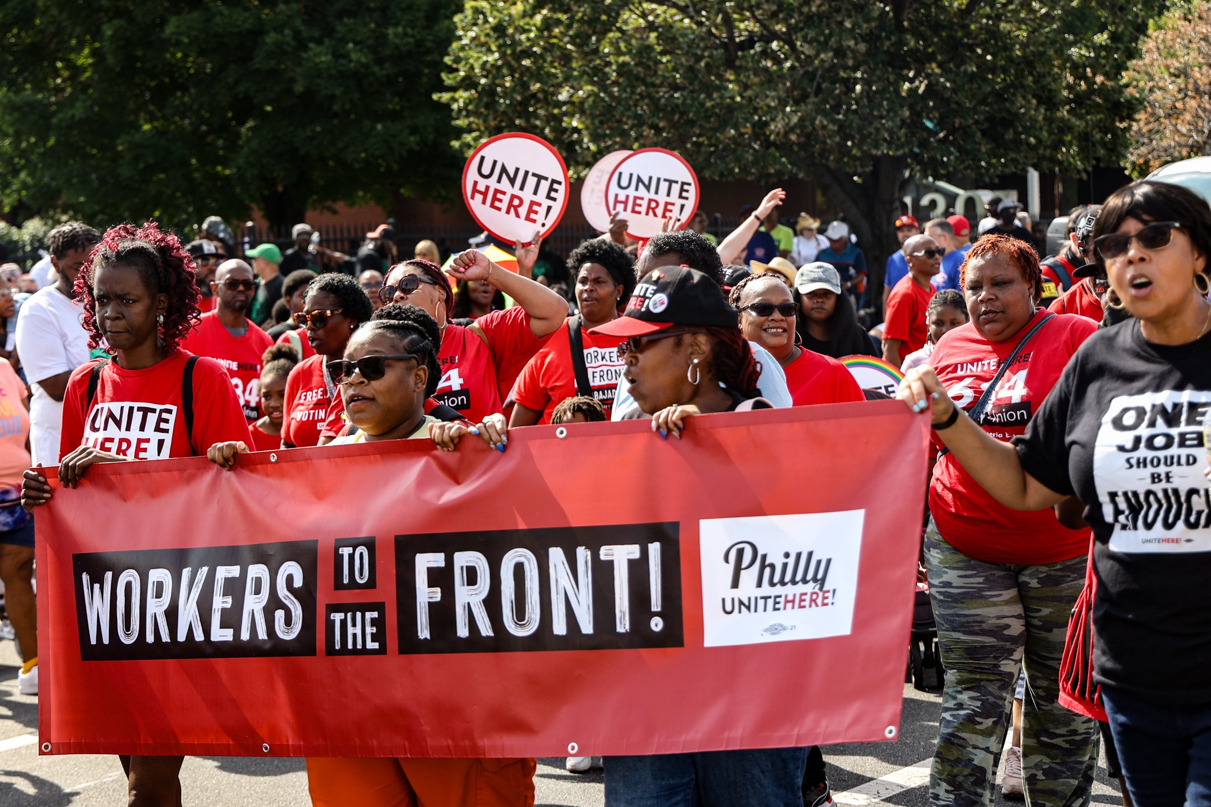 Thousands march along Columbus Boulevard in show of Labor Day