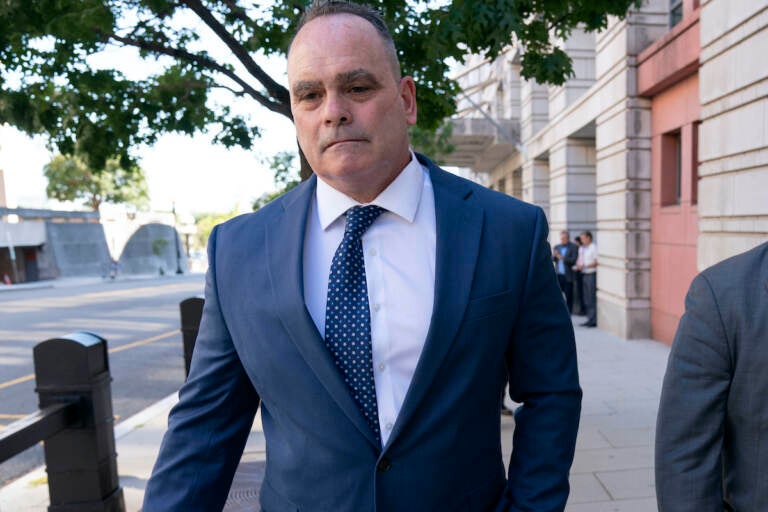 Retired New York Police Department officer Thomas Webster leaves the federal courthouse in Washington, Thursday, Sept. 1, 2022. (AP Photo/Jose Luis Magana)
