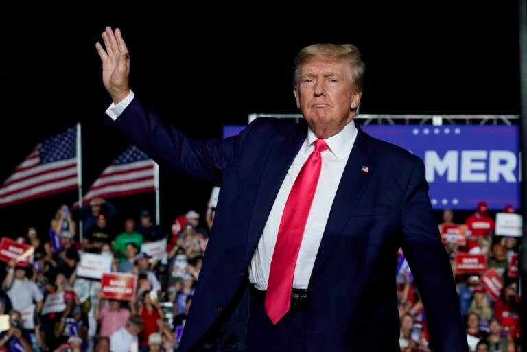 File photo: Former President Donald Trump arrives at a rally, Aug. 5, 2022, in Waukesha, Wis. (AP Photo/Morry Gash, File)