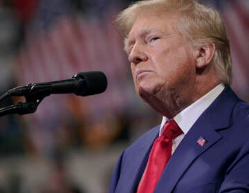 Former President Donald Trump speaks at a rally in Wilkes-Barre, Pa., Saturday, Sept. 3, 2022. (AP Photo/Mary Altaffer)