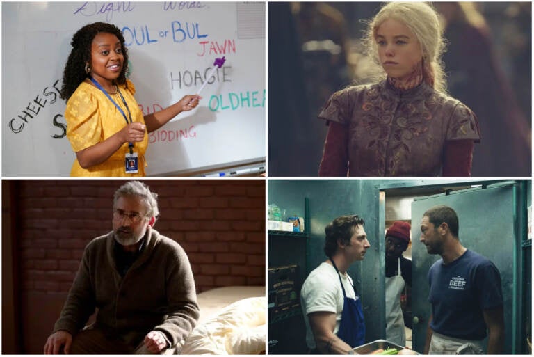 (Clockwise: Quinta Brunson in Abbott Elementary, photograph Giles Minjasson/ABC; Milly Alcock in House of the Dragon, photograph HBO; The Bear with Jeremy Allen White, Lionel Boyce and Ebon Moss-Bachrach, photograph FX; Steve Carell in The Patient, photograph FX)