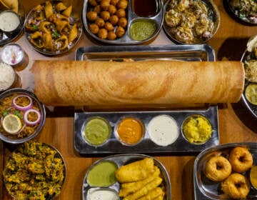 Indian cuisine is seen overhead at Amma's