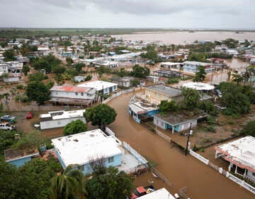 Playa Salinas is flooded after the passing of Hurricane Fiona in Salinas, Puerto Rico, on Monday. (Alejandro Granadillo/AP)