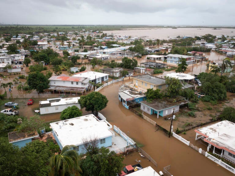 Playa Salinas is flooded after the passing of Hurricane Fiona in Salinas, Puerto Rico, on Monday. (Alejandro Granadillo/AP)