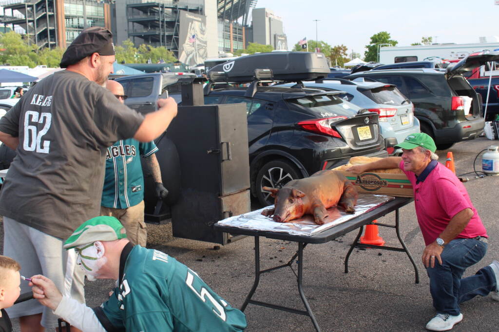 Eagles fans tailgate at Lincoln Financial Field hours before kickoff