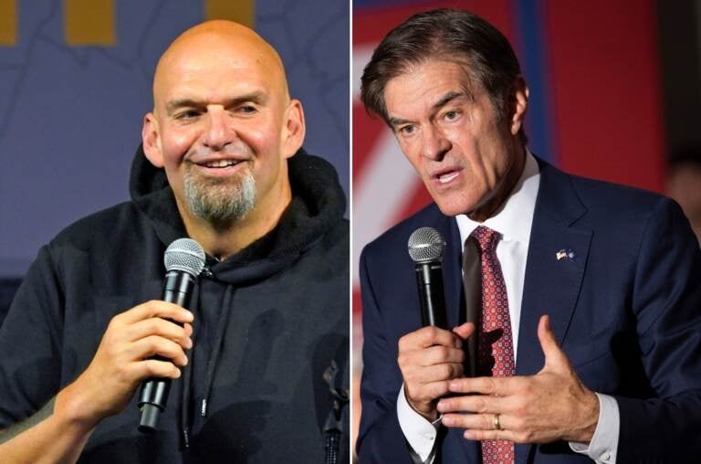 Pennsylvania Lt. Gov. John Fetterman (left) and Dr. Mehmet Oz. (AP Photos/Gene J. Puskar/Ryan Collerd)