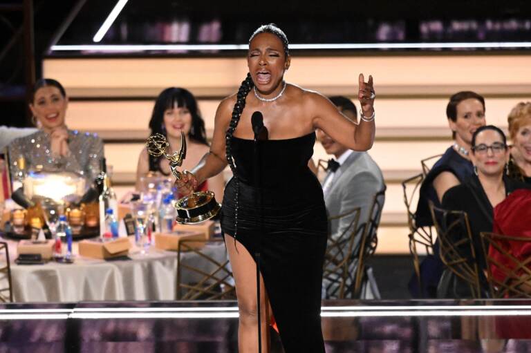 Sheryl Lee Ralph sings as she accepts the award for Outstanding Supporting Actress In A Comedy Series for 