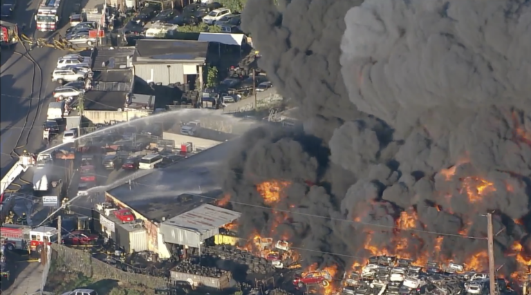 Massive junkyard fire in North Philly September 27, 2022. (6abc)