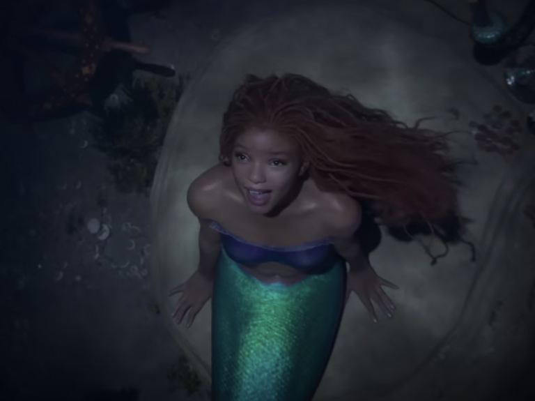 A screenshot of Halle Bailey as Ariel in the new live-action Disney film