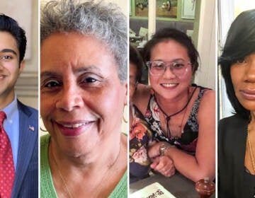 our Philly residents who love being poll workers: Samir Kahn, Marjorie S. Bolton, Melody Wong, and DaNeisha Sistrunk. (Resolve Philly)