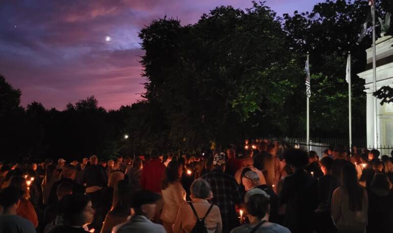 File photo: Hundreds gathered at Gorgas Park Thursday for a prayer vigil following Tuesday's deadly shooting at Roxborough High School. (Cory Sharber/WHYY)