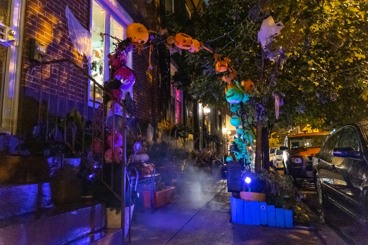 A pumpkin arch is seen in South Philly