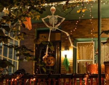 A skeleton is seen dancing from a West Philly porch