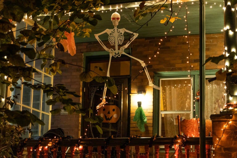 A skeleton is seen dancing from a West Philly porch