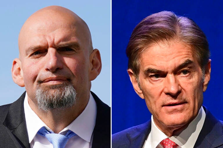 Pennsylvania Lt. Gov. John Fetterman (left) and Dr. Mehmet Oz.