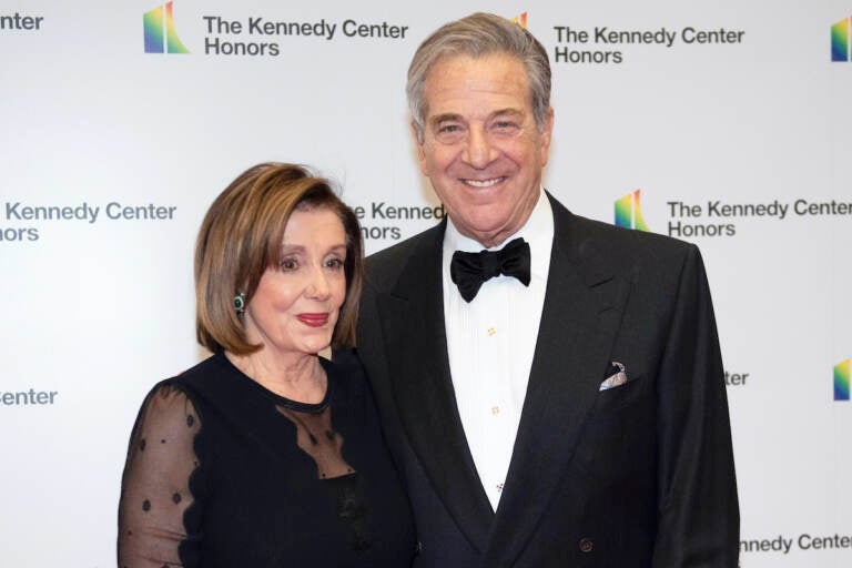 File photo: Speaker of the House Nancy Pelosi, D-Calif., and her husband, Paul Pelosi, arrive at the State Department for the Kennedy Center Honors State Department Dinner, on Dec. 7, 2019, in Washington. (AP Photo/Kevin Wolf, File)