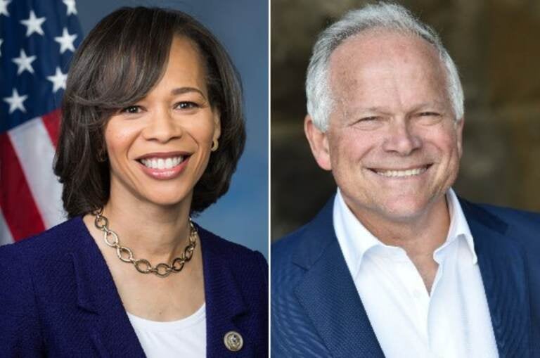 U.S. Rep. Lisa Blunt Rochester (left.) and Republican challenger Lee Murphy.