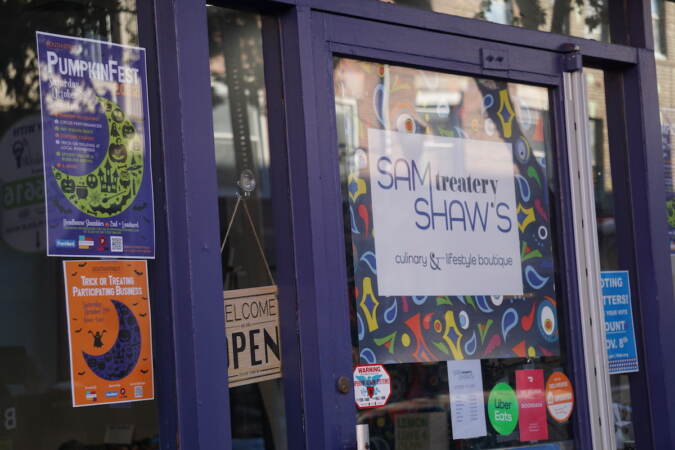 A participating trick-or-treat business on South Street. (Sam Searles/WHYY)