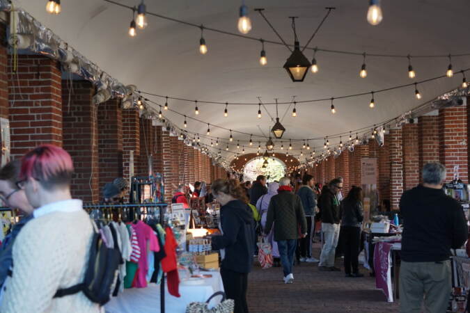 Crowds shop local vendors at Pumpkinfest. (Sam Searles/WHYY)