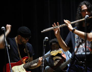 Mobbluz combined jazz and samples from an MPC to rock the Clef Club of Jazz on Oct. 25, 2022. (Cory Sharber/WHYY)