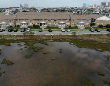 Water pools at the edge of residential district in Atlantic City