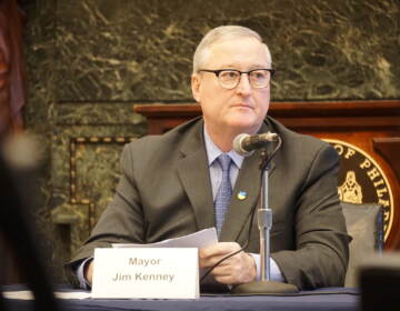 Mayor Kenney speaks at the Gun Violence Response press conference at City Hall.