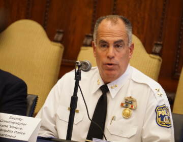 Deputy Chief Vanore provides updates on the arrest of the alleged Roxborough High School shooter. (Sam Searles/WHYY)