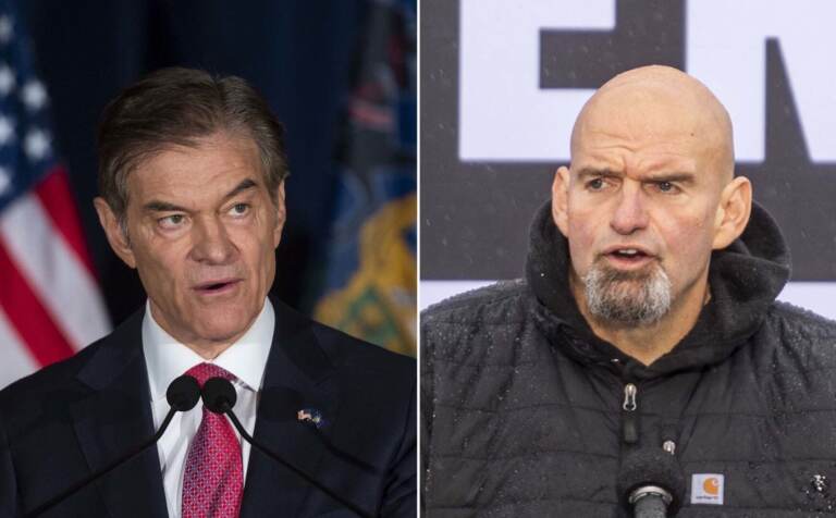 Dr. Mehmet Oz (left) and Lt. Gov. John Fetterman.