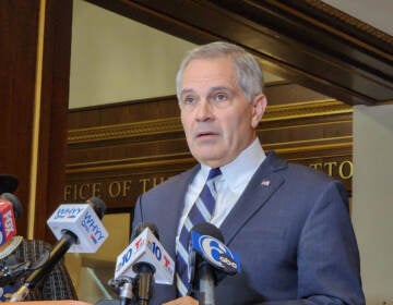 Philadelphia DA Larry Krasner speaking at a press conference October 5, 2022. (Tom MacDonald/WHYY)