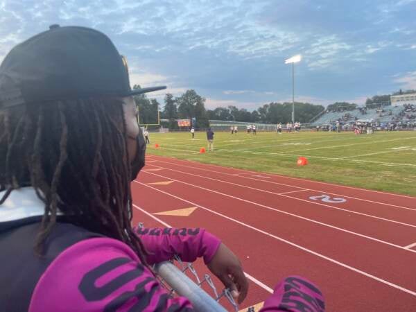 Dion Peaks, whose son plays for First State Military Academy, suggested conducting security checks for all fans at the gate. (Cris Barrish/WHYY)